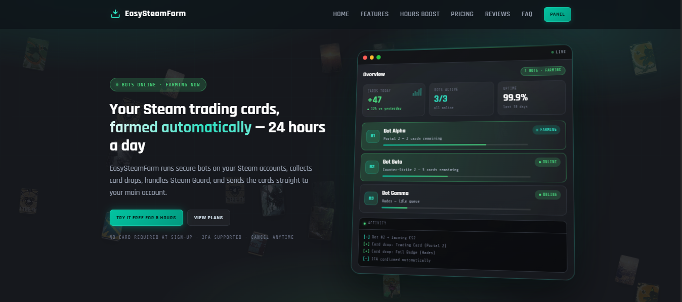 EasySteamFarm dashboard
